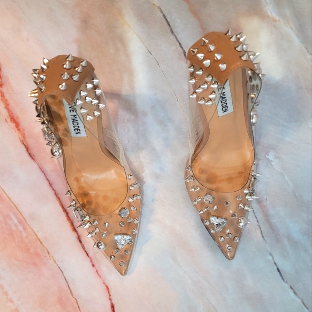 Steve Madden Clear Pointed Toe Heels Size 7.5m - image 1
